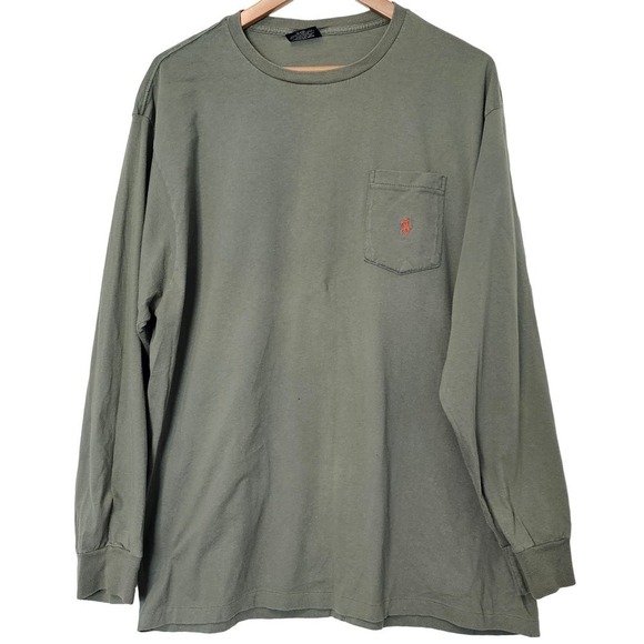 Vintage Polo Ralph Lauren Mens Large Shirt Green Long Sleeve Embroidered 90's - Picture 1 of 10